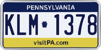 PA license plate KLM1378