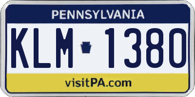 PA license plate KLM1380