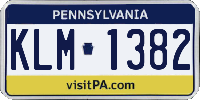 PA license plate KLM1382