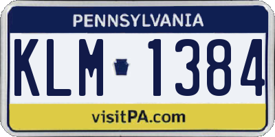 PA license plate KLM1384