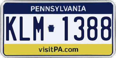 PA license plate KLM1388