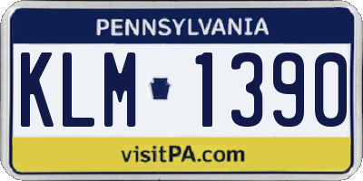 PA license plate KLM1390