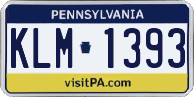 PA license plate KLM1393