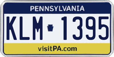 PA license plate KLM1395