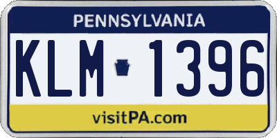 PA license plate KLM1396