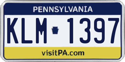PA license plate KLM1397