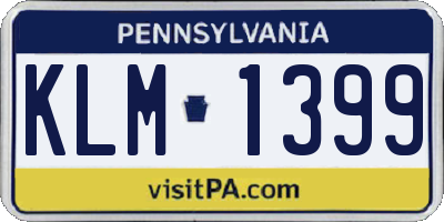 PA license plate KLM1399