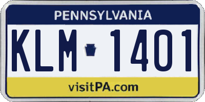 PA license plate KLM1401