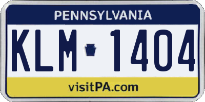 PA license plate KLM1404