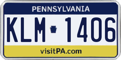 PA license plate KLM1406