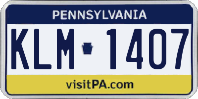 PA license plate KLM1407
