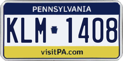 PA license plate KLM1408