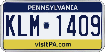 PA license plate KLM1409