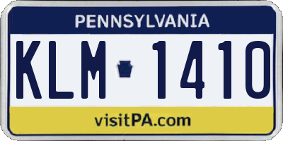 PA license plate KLM1410