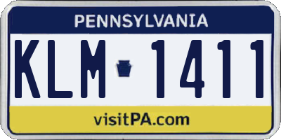 PA license plate KLM1411