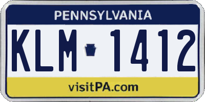 PA license plate KLM1412