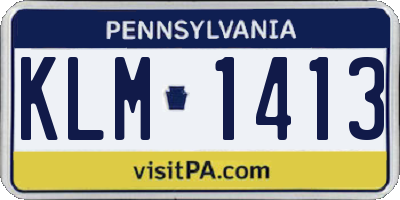 PA license plate KLM1413