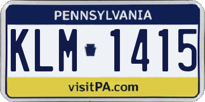 PA license plate KLM1415