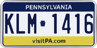 PA license plate KLM1416