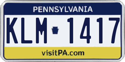 PA license plate KLM1417