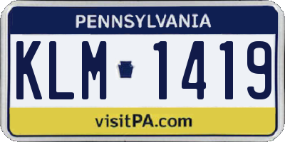 PA license plate KLM1419