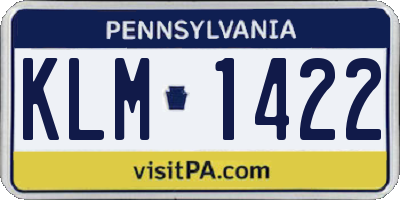 PA license plate KLM1422