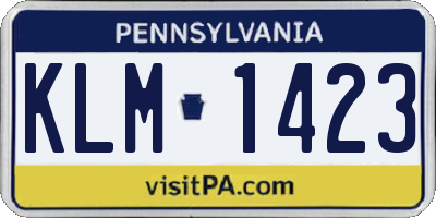 PA license plate KLM1423
