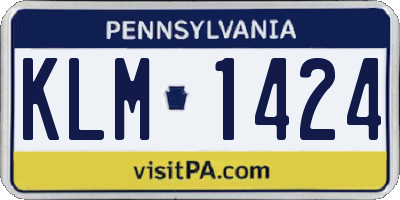 PA license plate KLM1424