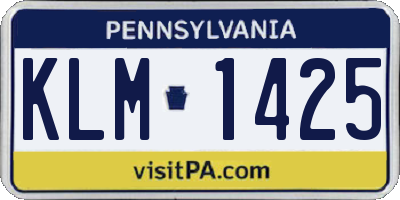 PA license plate KLM1425