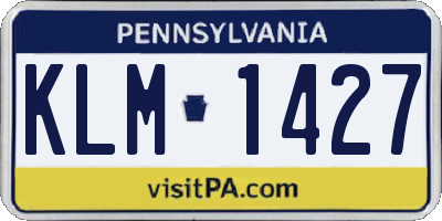 PA license plate KLM1427