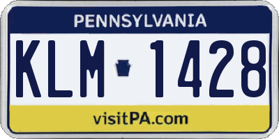PA license plate KLM1428