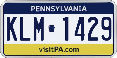 PA license plate KLM1429