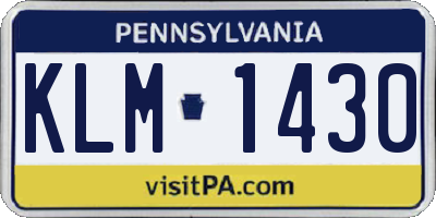 PA license plate KLM1430