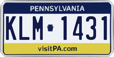 PA license plate KLM1431