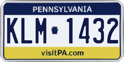PA license plate KLM1432