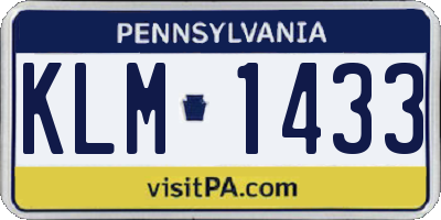 PA license plate KLM1433