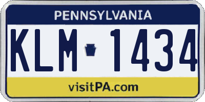 PA license plate KLM1434