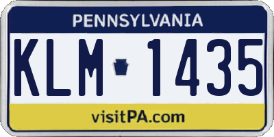 PA license plate KLM1435