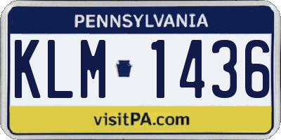 PA license plate KLM1436