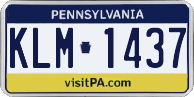 PA license plate KLM1437