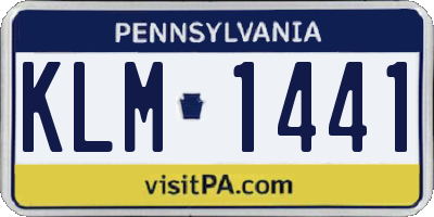 PA license plate KLM1441