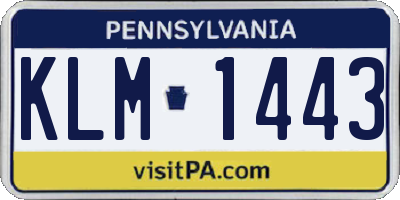 PA license plate KLM1443