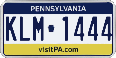 PA license plate KLM1444