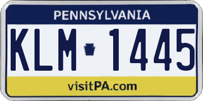 PA license plate KLM1445