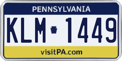 PA license plate KLM1449