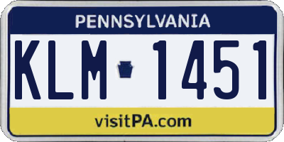 PA license plate KLM1451