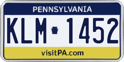 PA license plate KLM1452