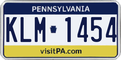 PA license plate KLM1454