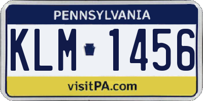 PA license plate KLM1456