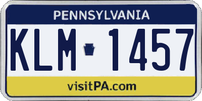 PA license plate KLM1457